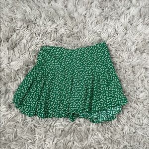 green skort with small flowers